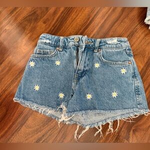 Zara Blue Jean Shorts with Daisy Embroidery